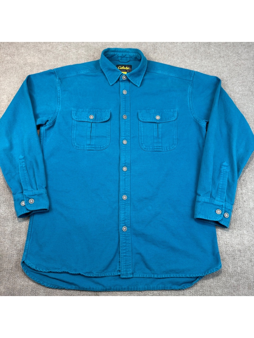 Cabela's Heavyweight Chamois Shirt Mens Large Tall LT Teal Blue Shacket Gorpcore